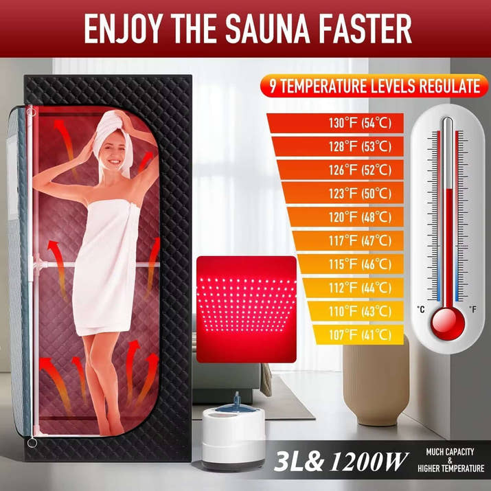 Infrared Sauna Box for Relaxation Detoxification,Portable Full Body Steam Sauna Tent with Steamer Folding Chair for Home Spa