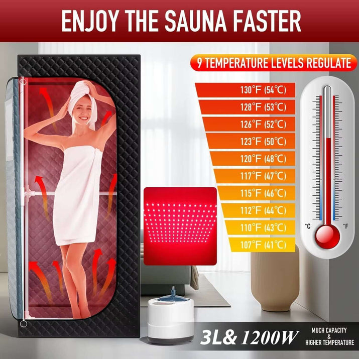 Infrared Sauna Box for Relaxation Detoxification,Portable Full Body Steam Sauna Tent with Steamer Folding Chair for Home Spa