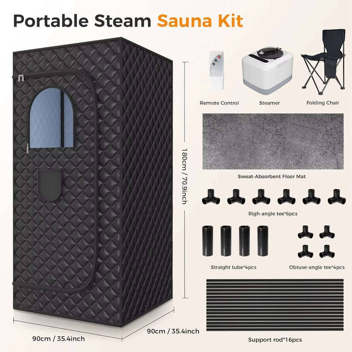 Infrared Sauna Box for Relaxation Detoxification,Portable Full Body Steam Sauna Tent with Steamer Folding Chair for Home Spa