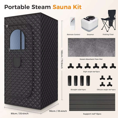 Infrared Sauna Box for Relaxation Detoxification,Portable Full Body Steam Sauna Tent with Steamer Folding Chair for Home Spa