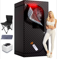 Infrared Sauna Box for Relaxation Detoxification,Portable Full Body Steam Sauna Tent with Steamer Folding Chair for Home Spa